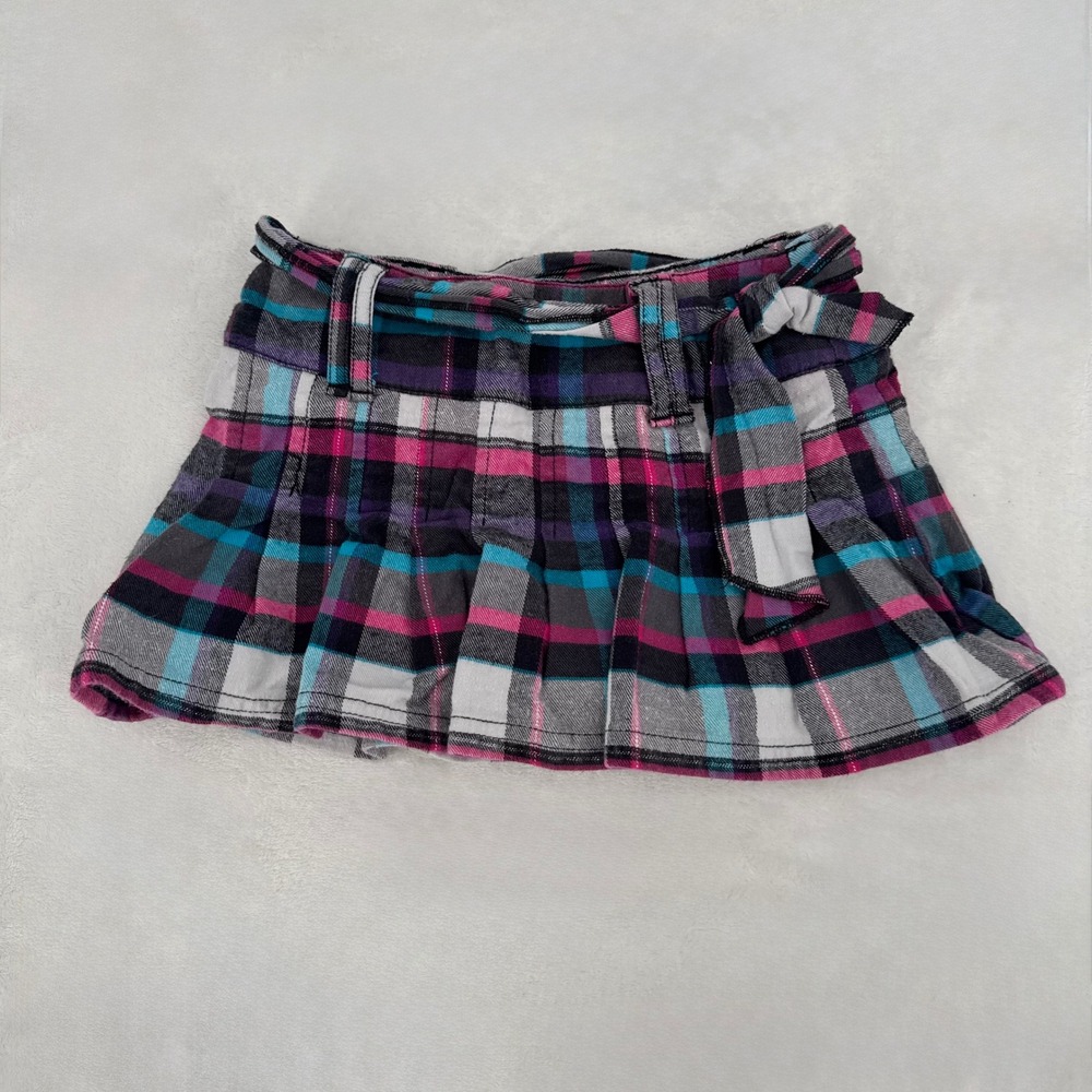 Vintage Arizona Girls Sz 4 Plaid Flannel Pleated Skort Pink & Purple Retro Skirt